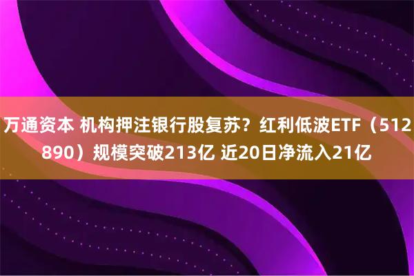 万通资本 机构押注银行股复苏?红利低波ETF(512890)规模突破213亿 近20日净流入21亿
