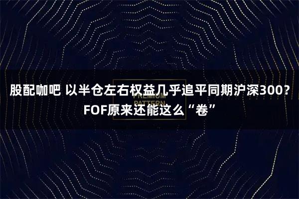 股配咖吧 以半仓左右权益几乎追平同期沪深300？FOF原来还能这么“卷”